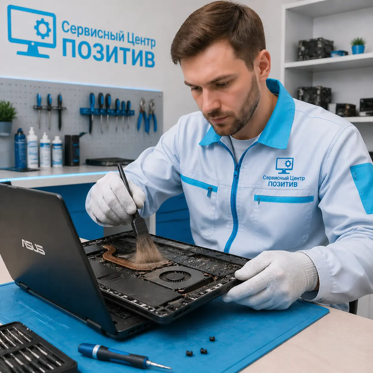 Чистка ноутбука Asus от пыли в Волоколамске | Замена термопасты